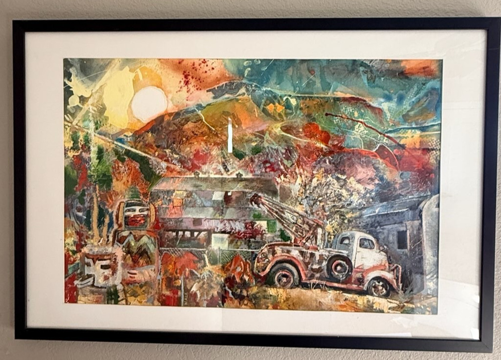 Elaine Hale Signed Original Mixed Media Painting Tow Me Home Framed 37x25 Large